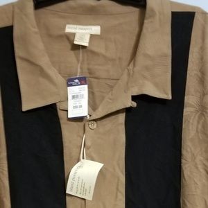 6XL Tan and Black Button down shirt